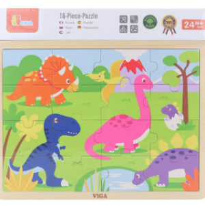 Dřevěné puzzle 16 dílků - dinosauři