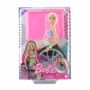 Barbie Modelka na invalidním vozíku v kostkovaném overalu HJT13