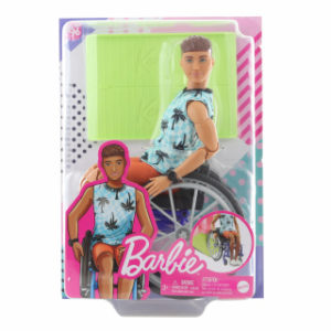 Barbie Model ken na invalidním vozíku v modrém kostkovaném tílku