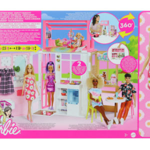 Barbie dům s panenkou a štěnětem herní set HCD48