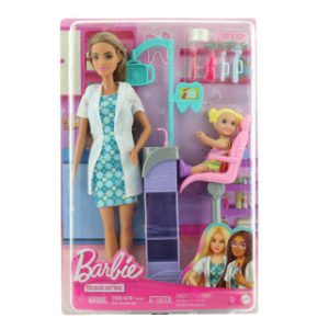 Barbie Povolání herní set s panenkou - zubařka hnědovláska HKT70